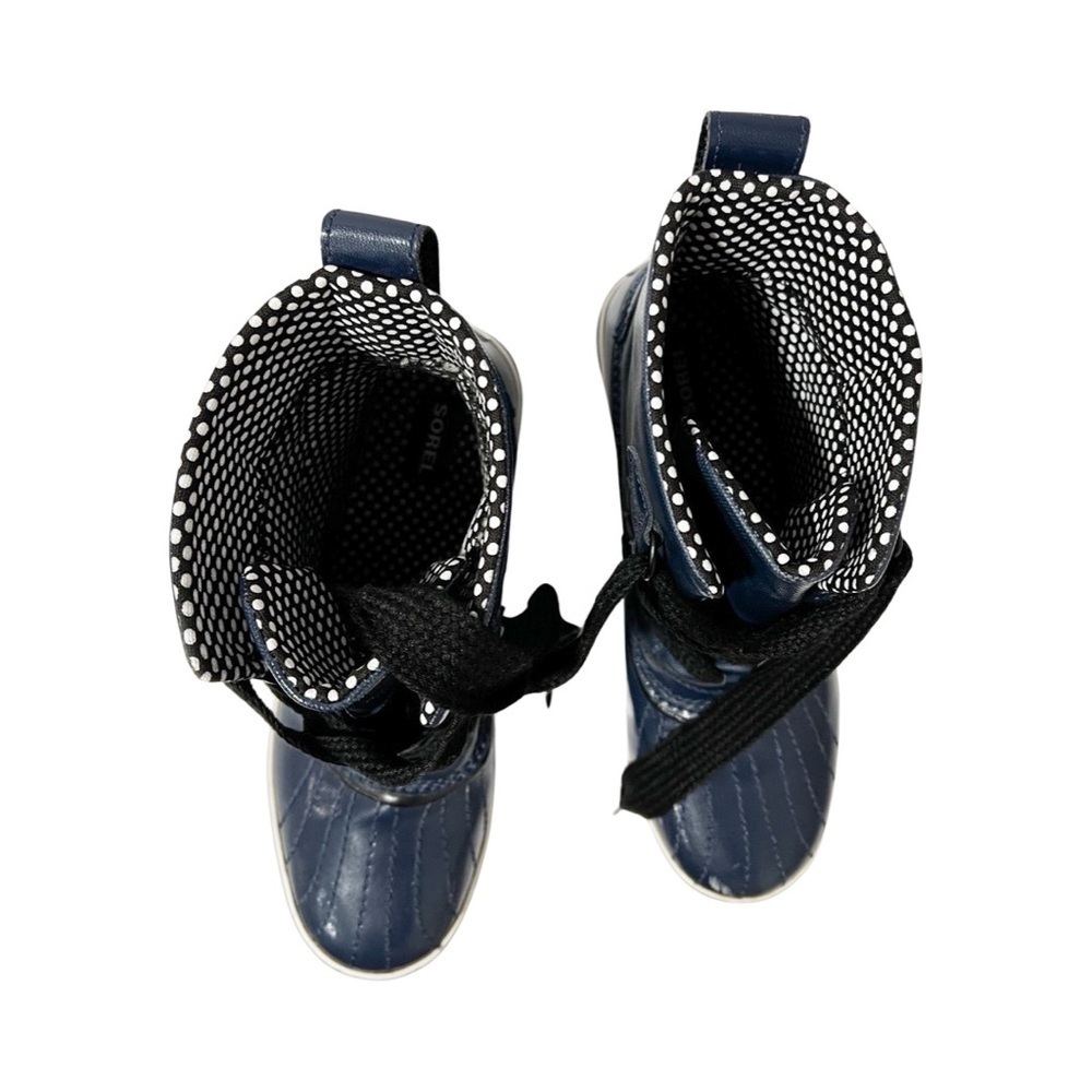 SOREL Tivoli Rain Boots Navy Blue Waterproof Polka Dot Sz 8.5 - Picture 5 of 7